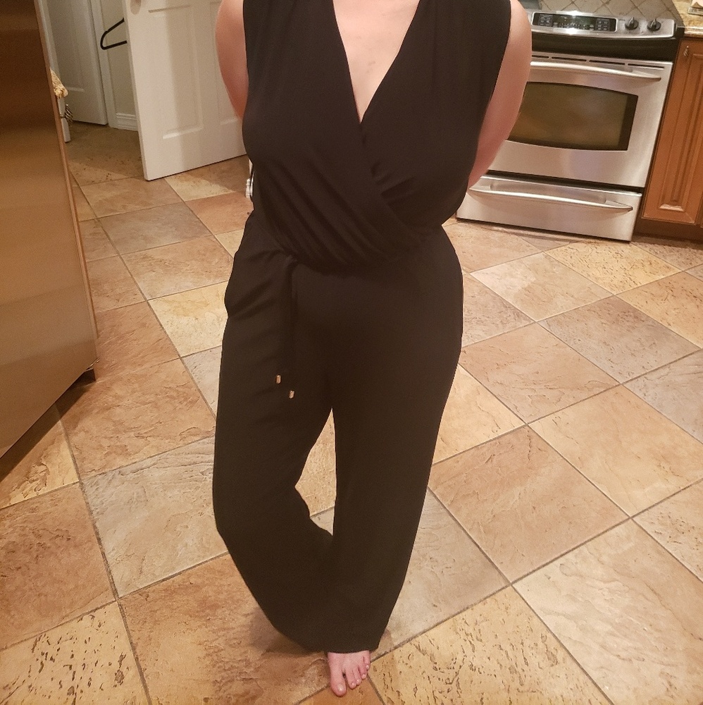 Calvin Klein Womens Sleeveless Black Jumpsuit